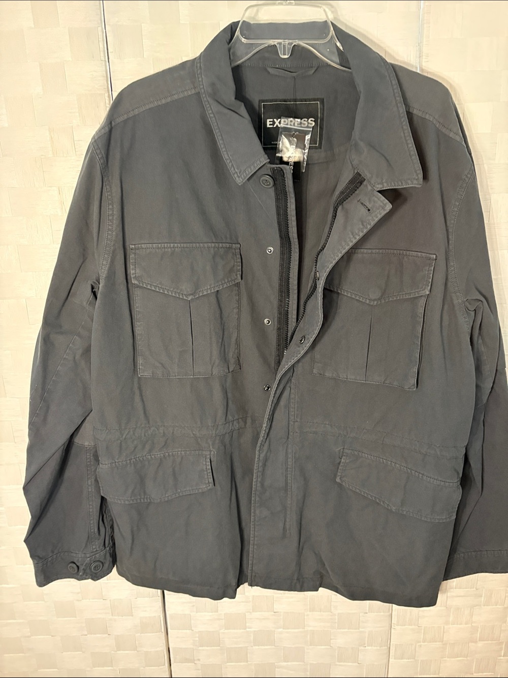 Express Men’s Military Field Jacket in Charcoal